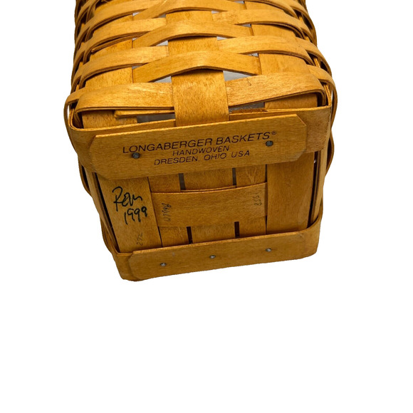 1999 Longaberger Large Peg Basket w/Protector 6.5"L x 6.5"W x 8"H - Picture 3 of 3